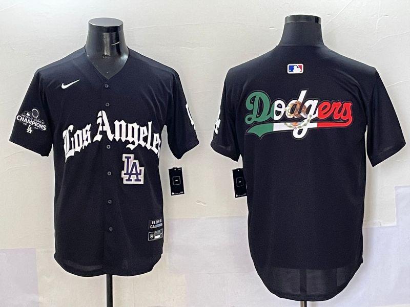Men Los Angeles Dodgers Blank Black Five generations Joint Name 2025 Nike MLB Jersey style 60